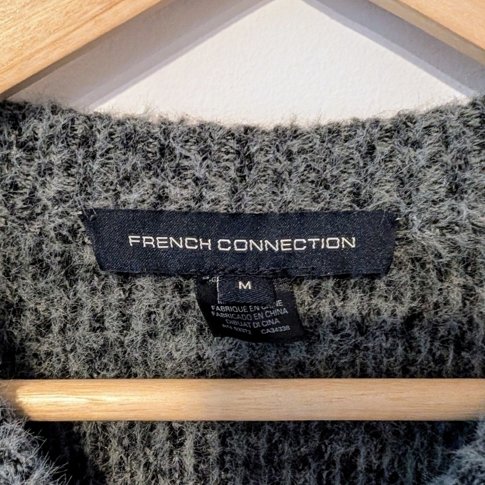 French Connection Rufina Knit Crew Neck Sweater Gray M Quiet Luxury Cozy - Picture 3 of 4